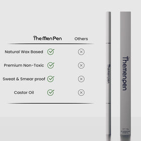 The Men Pen microblading-effect brow fills sparse areas naturally.