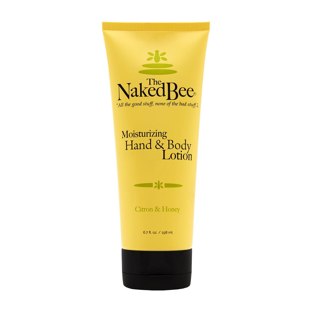 The Naked Bee citron and honey lotion bottle for daily hydration.