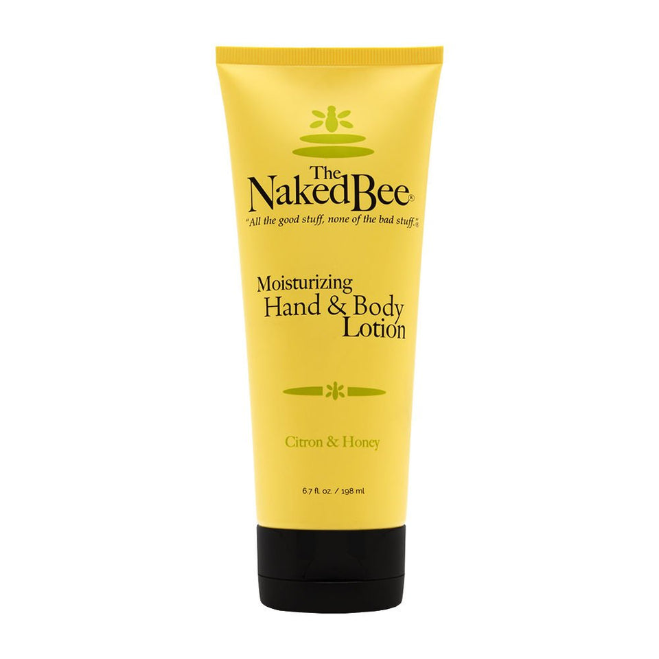 The Naked Bee citron and honey lotion bottle for daily hydration.