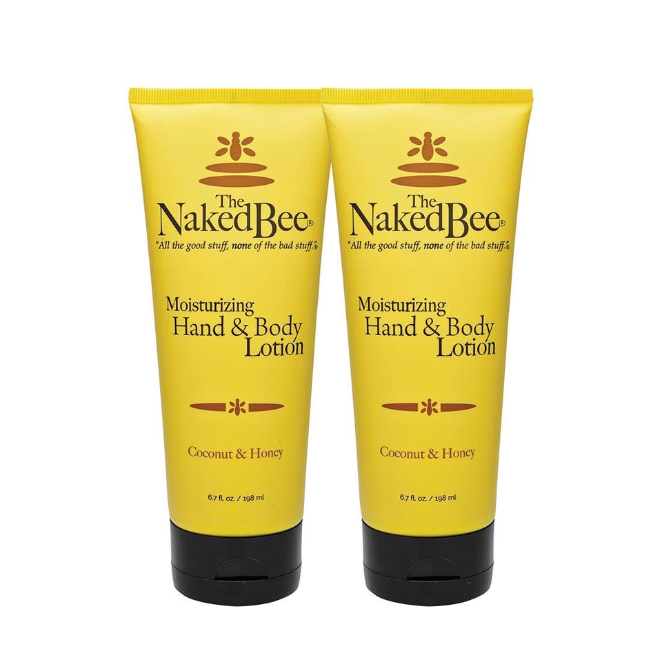 The Naked Bee Coconut & Honey lotion 2-pack, front view for daily moisturization.
