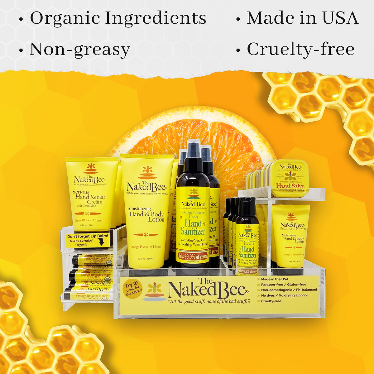The Naked Bee lotion pump dispensing cream for easy application.