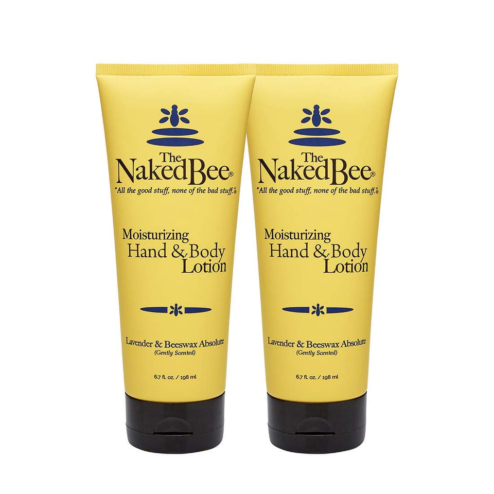 The Naked Bee Lavender & Beeswax Absolute lotion duo bottles for hands and body hydration