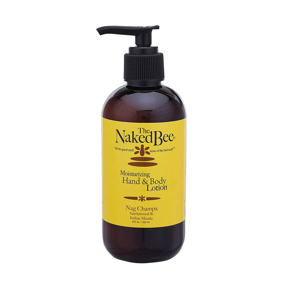 The Naked Bee Nourishing Body Lotion 8oz bottle soothes dry skin with honey and hyaluronic acid.