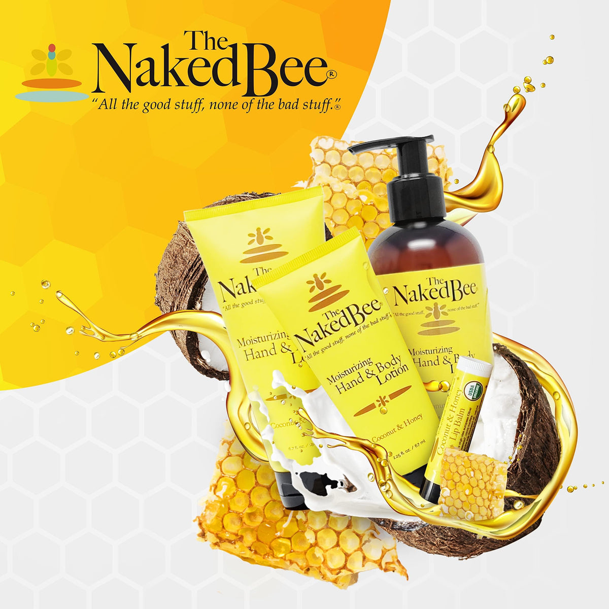 The Naked Bee lotion being applied to forearm for gentle hydration.