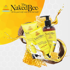 The Naked Bee lotion being applied to forearm for gentle hydration.