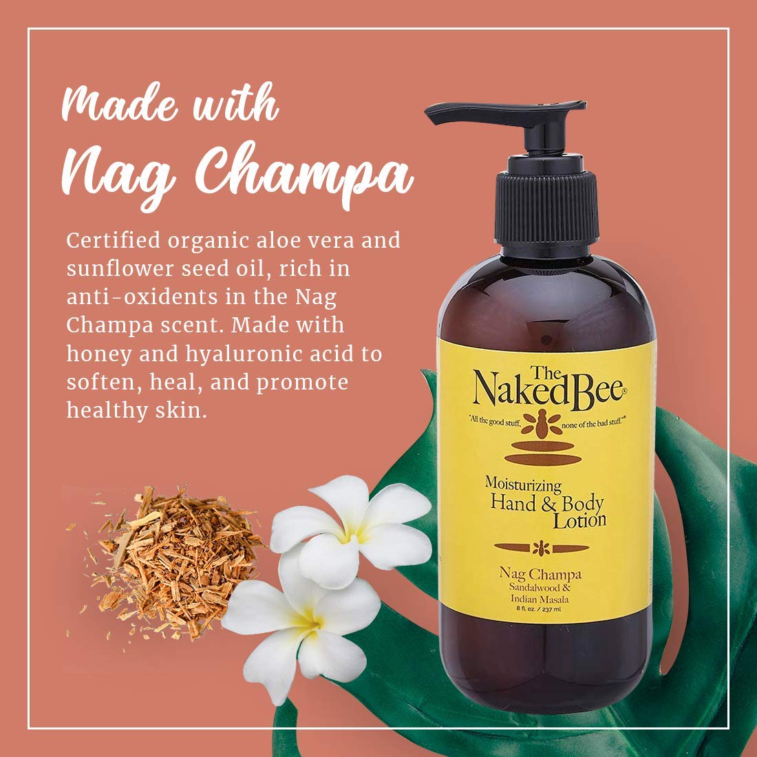Close-up of The Naked Bee lotion texture shows creamy, lightweight moisture for daily use.