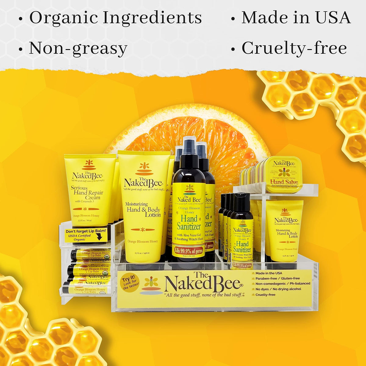 The Naked Bee lotion texture on skin demonstrates smooth absorption.