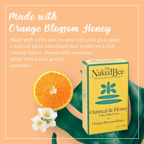 The Naked Bee Oatmeal & Honey soap bar layers highlight natural exfoliation