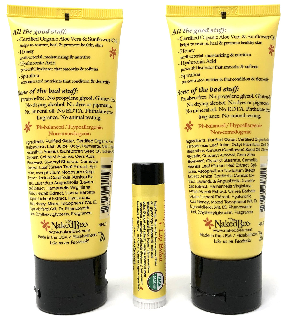 Lotion and lip balm duo by The Naked Bee for nourished skin and weatherproof lips.