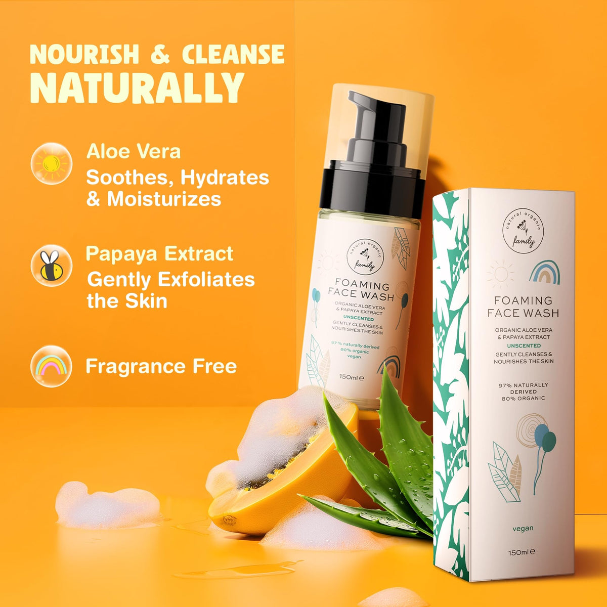 Label showing The Natural and Organic Family UK-made branding and sustainable design.