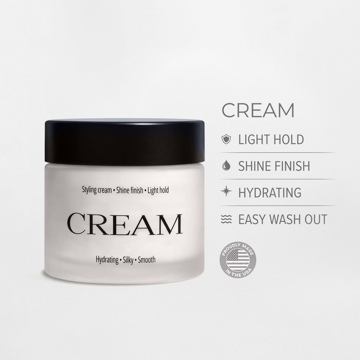 The Office Barbershops hair cream label features vitamins and nourishing oils.