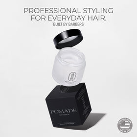 THE OFFICE BARBERSHOPS pomade with classic shine on hands for polished looks