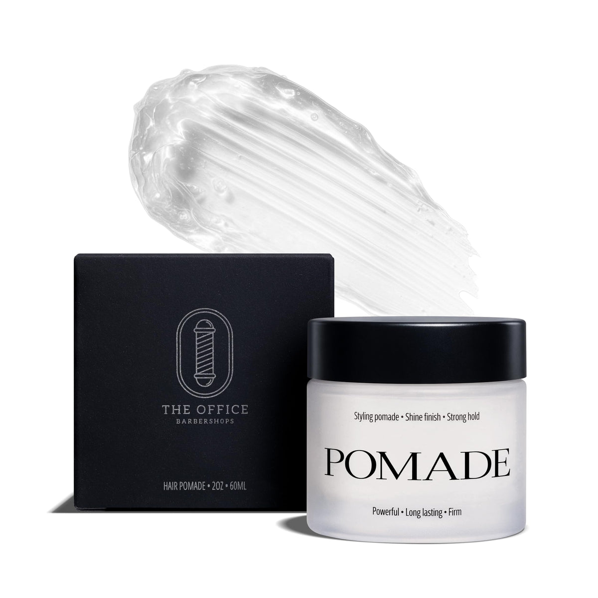 THE OFFICE BARBERSHOPS hair pomade strong hold jar for slick back styling