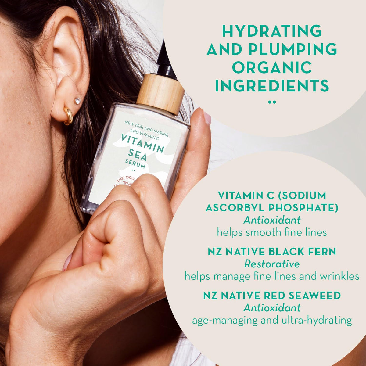 CO2 extraction concept highlighting pure actives for The Organic Skin Co serum.