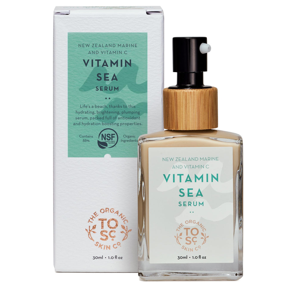 The Organic Skin Co Vitamin C Serum bottle for a radiant glow.