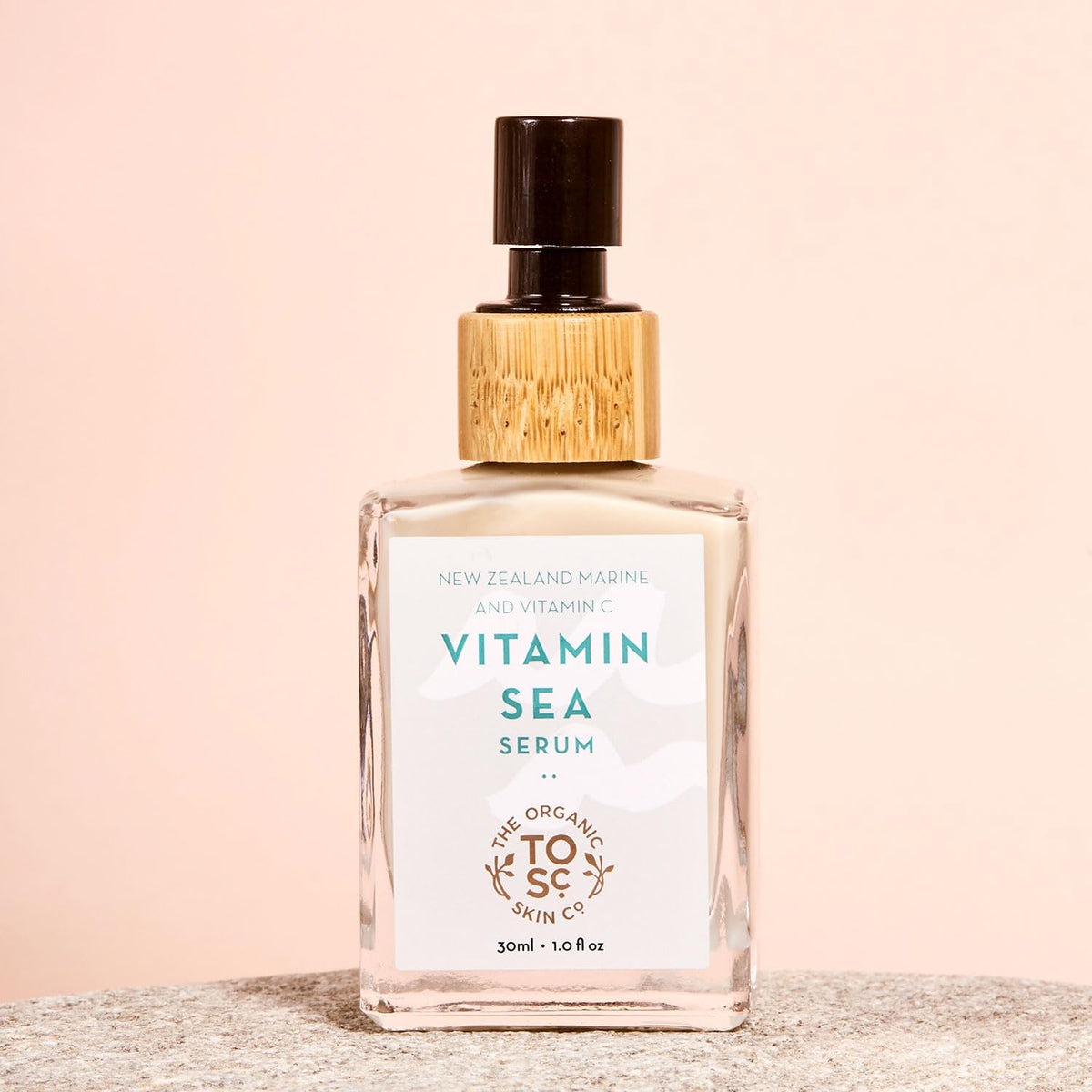 Eco-friendly packaging emphasizes sustainability of The Organic Skin Co serum.