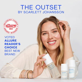 The Outset Cool Cream Smoothing Mask tube on a neat vanity.