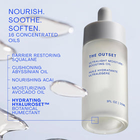 The Outset Ultralight Face Oil applied to skin for fast absorption.