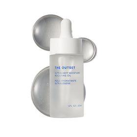 The Outset Ultralight Face Oil bottle showing quick, non-greasy hydration.