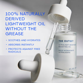 The Outset Ultralight Face Oil dropper dispensing a precise, tiny amount.