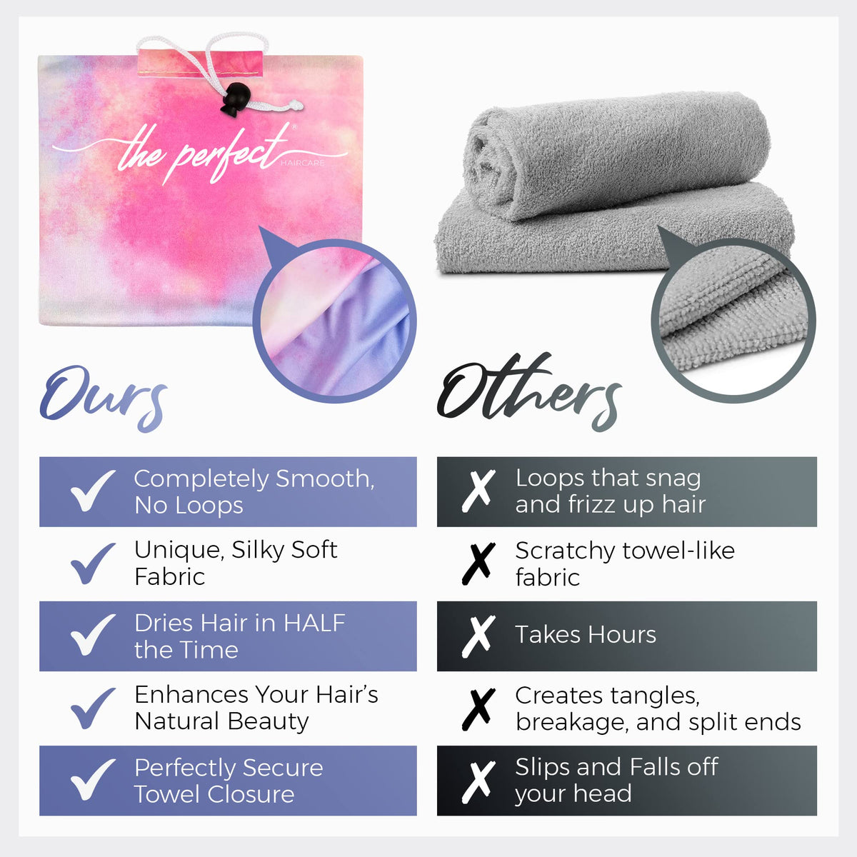 The Perfect Haircare curl scrunching towel A aids gentle detangling and fast air-drying.
