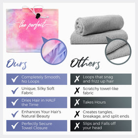 The Perfect Haircare curl scrunching towel A aids gentle detangling and fast air-drying.