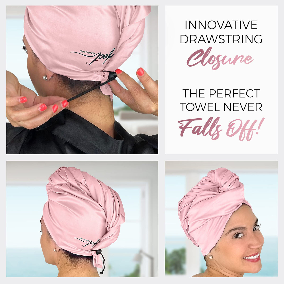 Secure closure keeps the wrap in place during plopping, bun wrapping, or overnight wear.