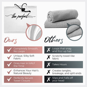 The Perfect Haircare wrap offers silky-smooth microfiber to reduce snagging on curly or straight hair.