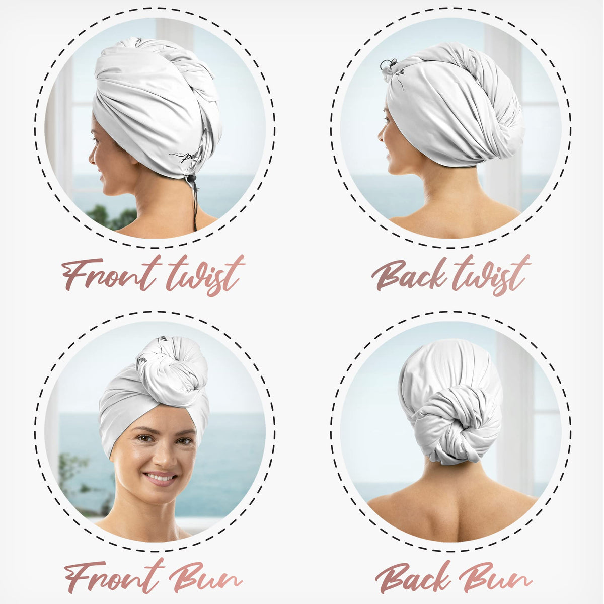 The Perfect Haircare patented clip stays in place during plop, twist, or wrap for easier styling.