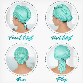The Perfect Haircare microfiber wrap supports curly styles during drying