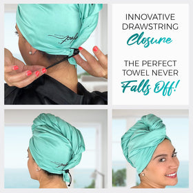The Perfect Haircare towel wrap is travel-friendly and easy to pack