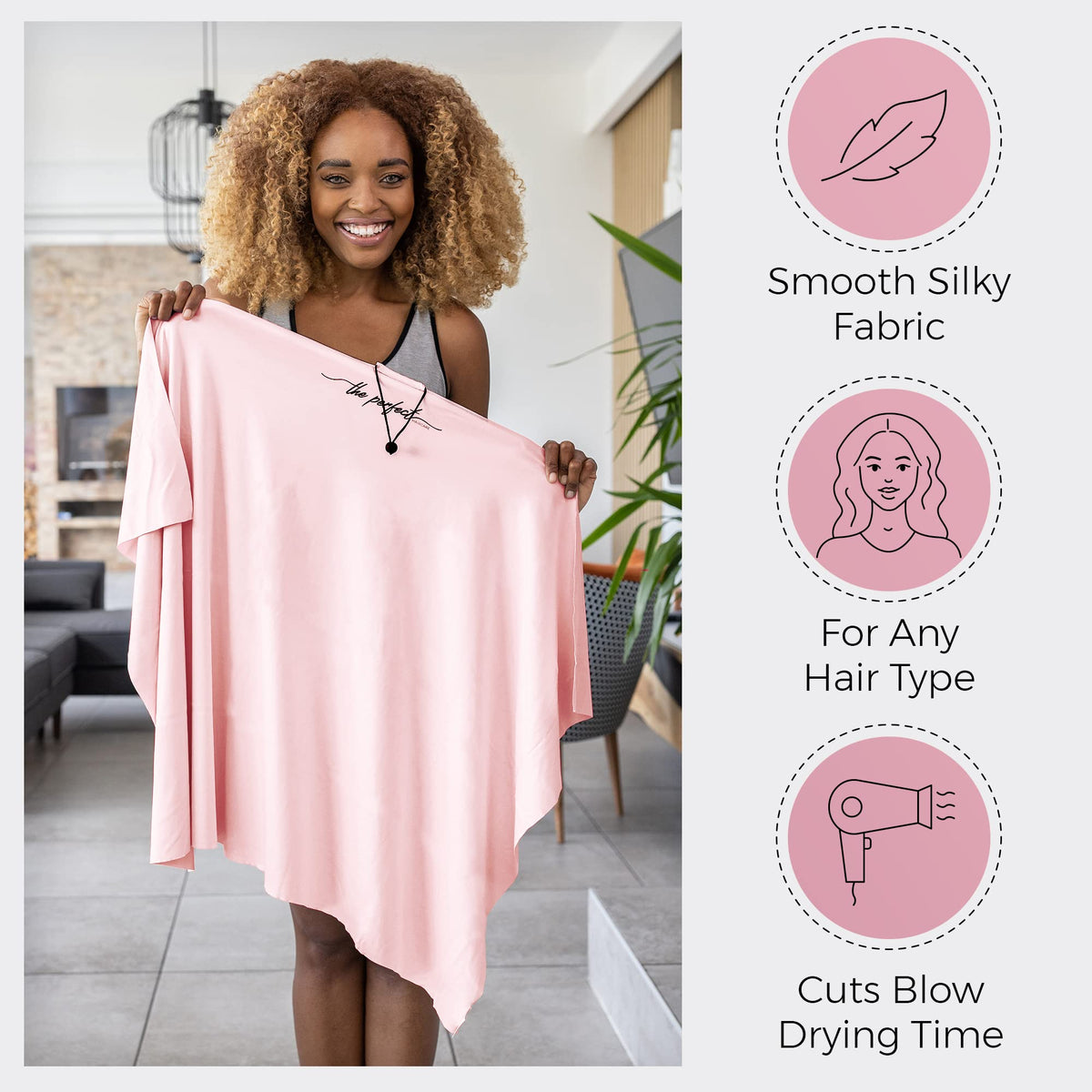 The Perfect Haircare plopping curls wrap fosters gentle curl definition.