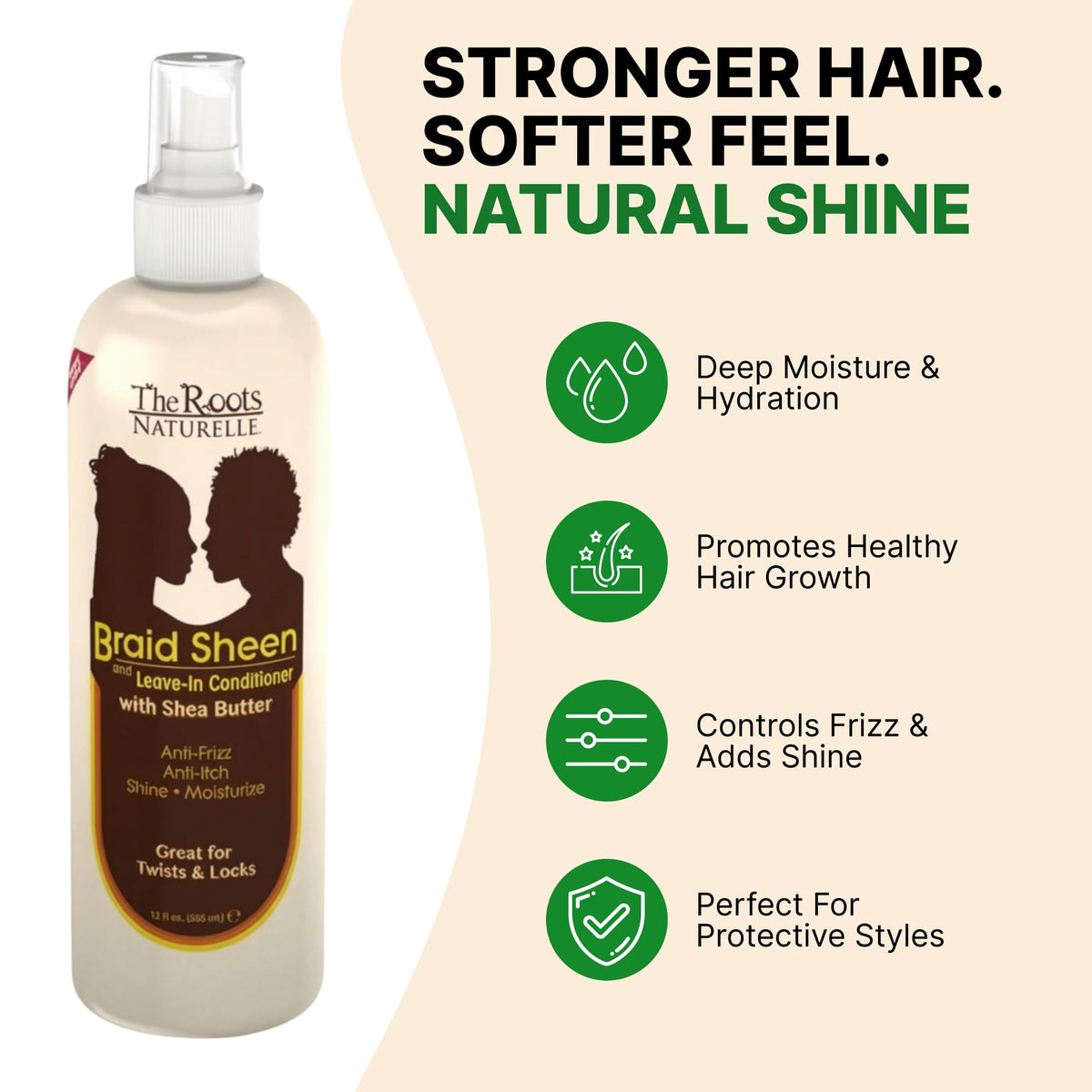 The Roots Naturelle Braid Sheen Spray applying to twists for moisture retention.