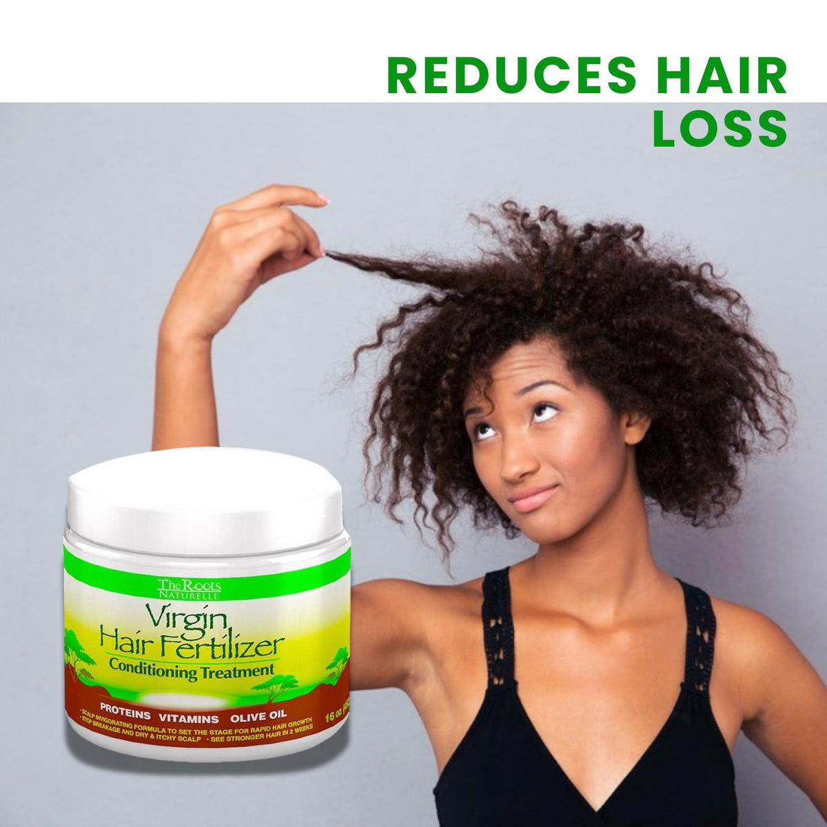 Application moment showing detangling with Virgin Hair Fertilizer.