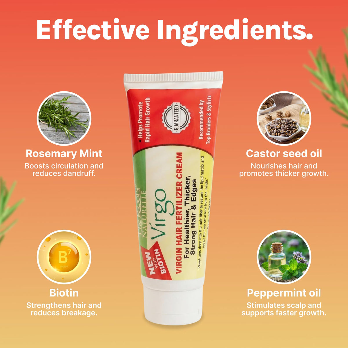 The Roots Naturelle Virgin Hair Fertilizer Energizer label detail highlighting ingredients