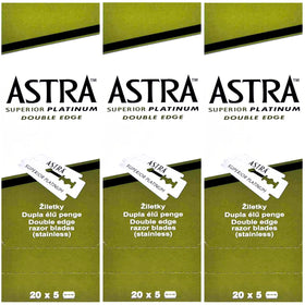 The Shave Factory Astra Platinum 300-count pack front view for daily shaving.