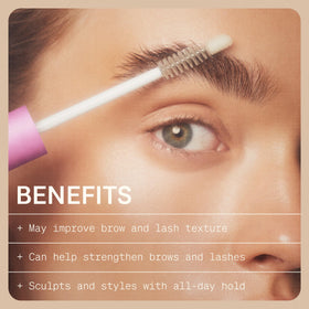 Lashes being treated with Brow Peptide wand tip for gentle nourishment