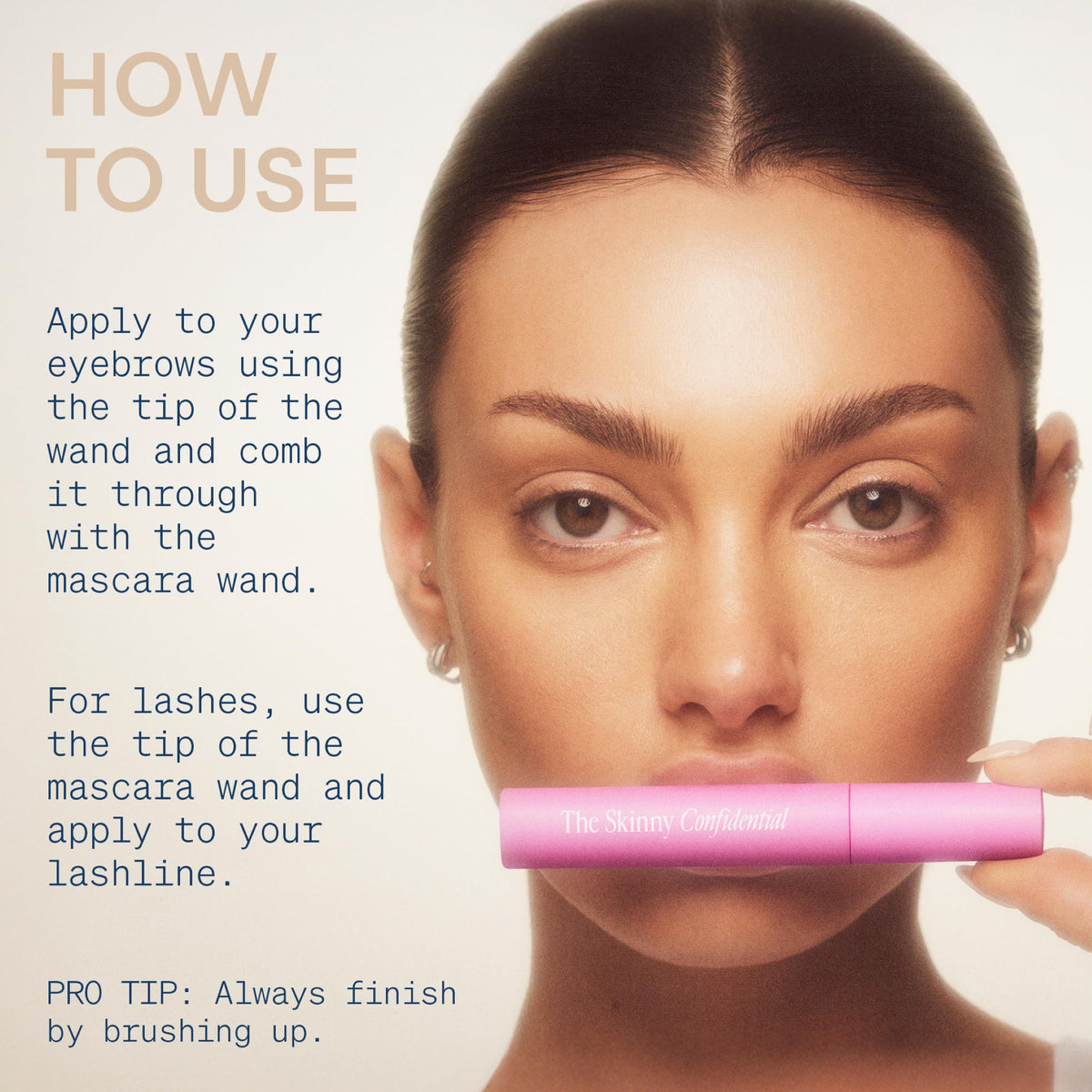 The Brow Peptide label highlights vegan, fragrance-free formula for sensitive skin