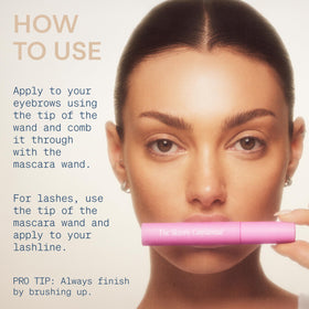 The Brow Peptide label highlights vegan, fragrance-free formula for sensitive skin