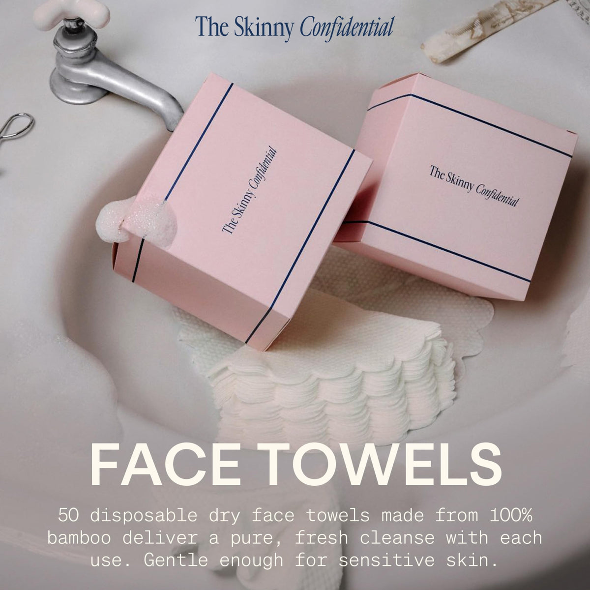 Close-up texture of bamboo fibers showing The Skinny Confidential towels for gentle cleansing.