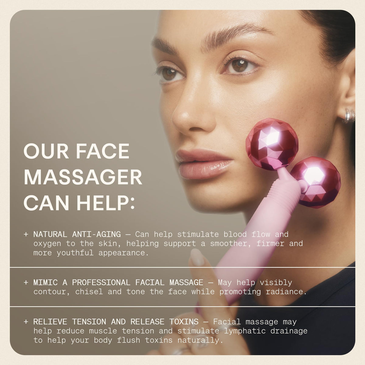 The Skinny Confidential Pink Balls on jawline help define features and support gentle drainage.