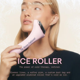 Close-up of the solid metal roller delivering icy relief to skin.