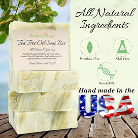 The Soap Haven Tea Tree Soap Bar close-up texture for gentle cleansing.