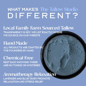 Hand applying The Tallow Studio Deep Sleep balm before bed