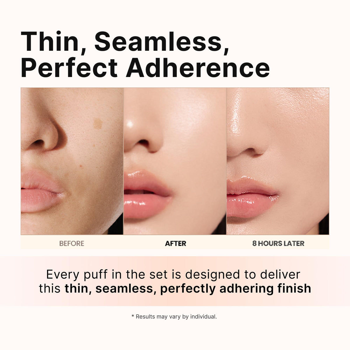 THE TOOL LAB Close-up Puff illustrates plush texture for gentle blending.