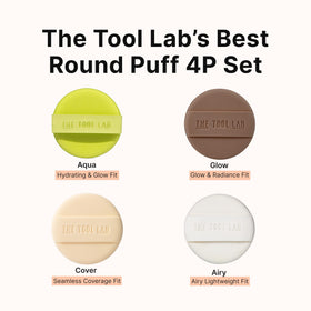 THE TOOL LAB Cover Puff shown for even coverage on a clean base.