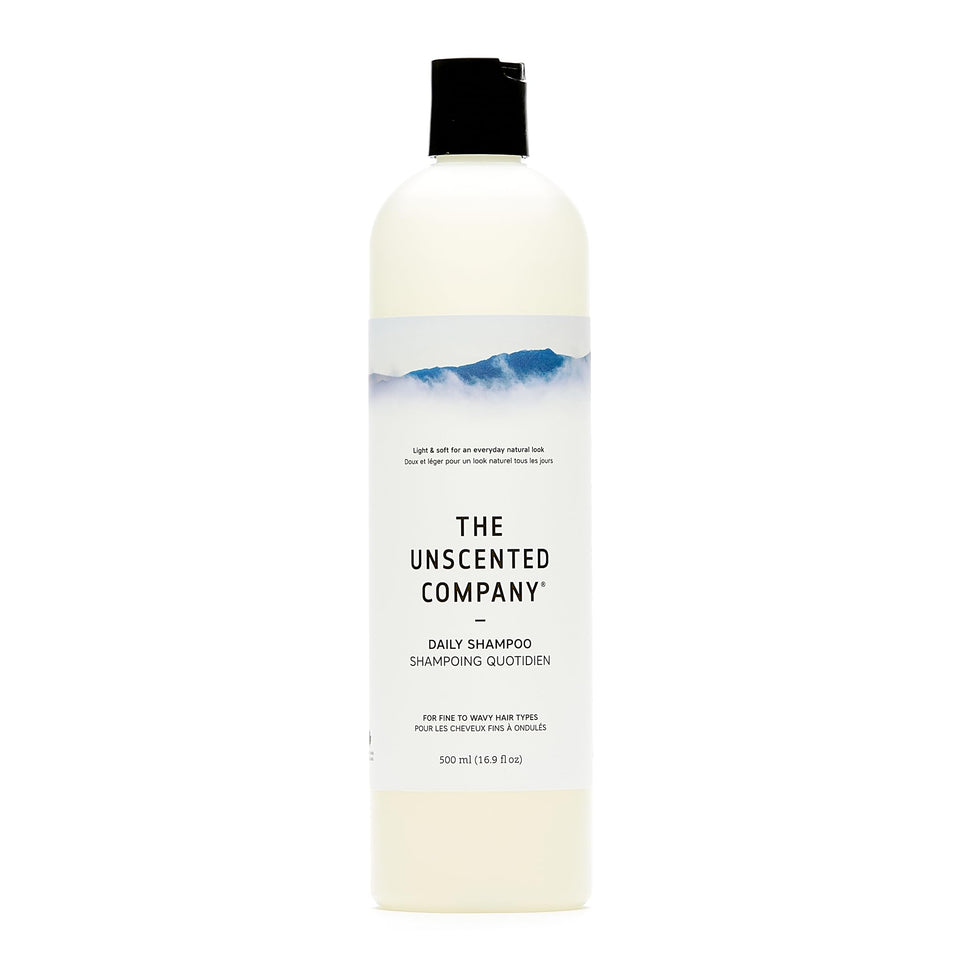 The Unscented Company Daily Shampoo bottle, fragrance-free formula for lightweight hair