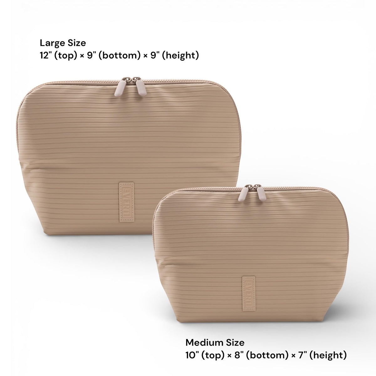 The Verti interior pockets in sandstone keep skincare and toiletries neatly separated