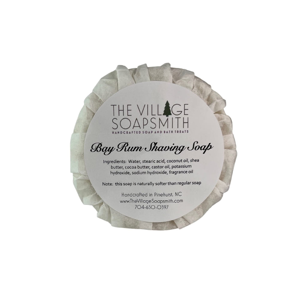 The Village Soapsmith Bay Rum shaving soap lather for a rich, smooth shave.