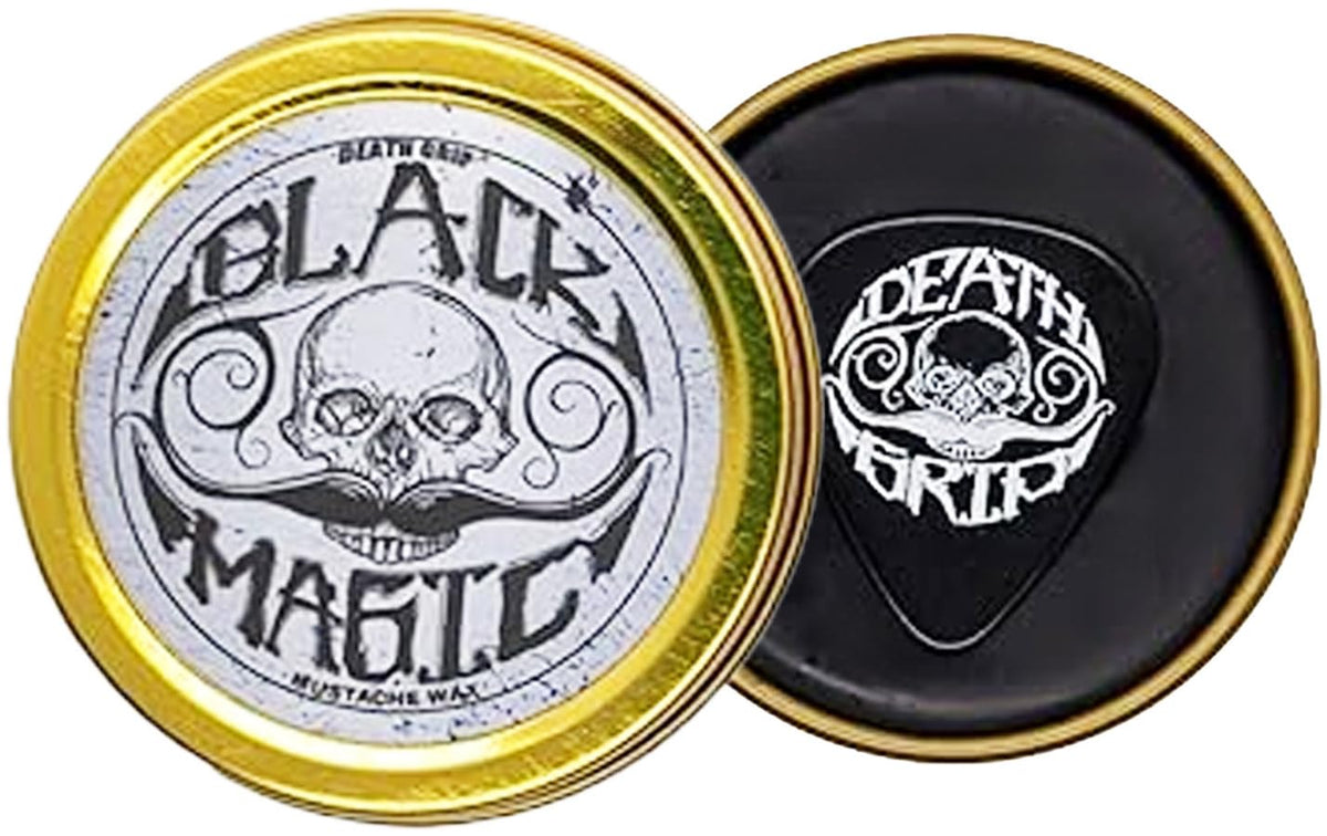 The Vintage Grooming Co. Black Magic Death Grip wax tin for strong hold.